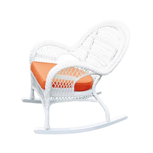 Propation W00209-R-4-FS016-CS White Wicker Rocker Chair with Orange Cushion PR1363948